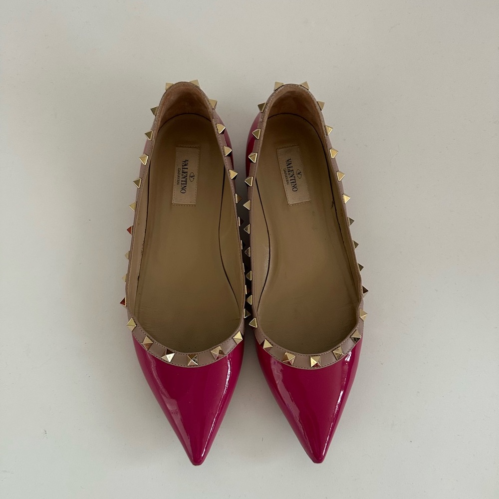 Valentino Black Rockstud Flats 40 (9) - Picture 2 of 7